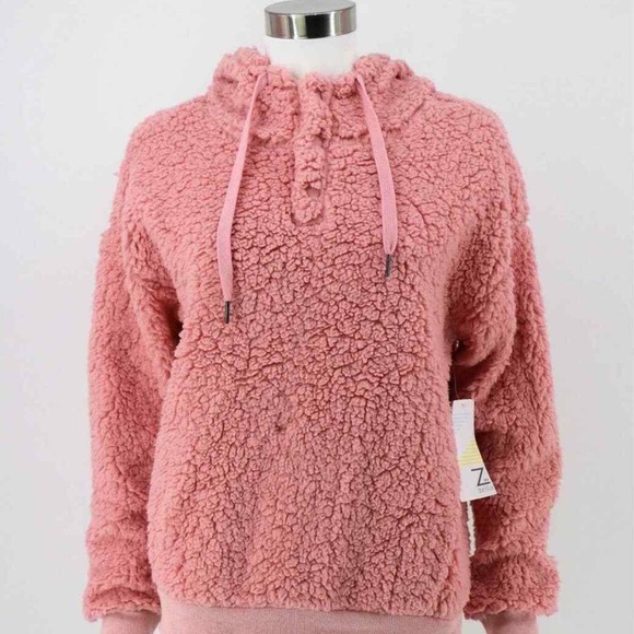Z by Zella Rare Form Pink Faux Shearling Hoodie NWT Medium Soft Warm - Picture 7 of 7